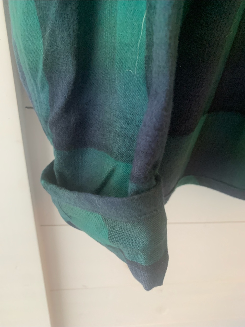 LWN green/navy cotton flannel shirt. . Slightly oversized 
24” length - Picture 4 of 5